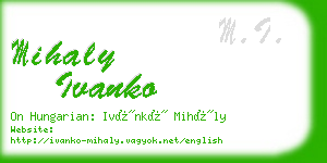 mihaly ivanko business card